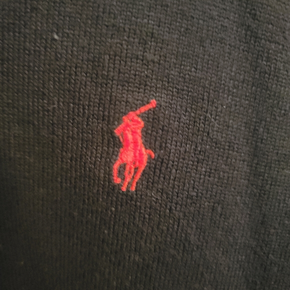 Ralph Lauren Blue Label Italian Yarn 100% Cotton Black V Neck Sweater Size L - Picture 5 of 5